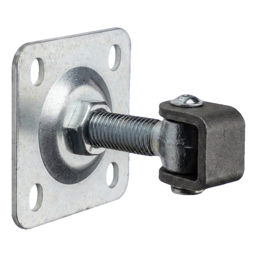 PSG charnière de portail réglable M20 avec plaque 100×100 mm galvanisée – oreille noire 001-373 (1)