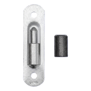 Charnière roulée à rotule ø 24 avec plaque 150×40 mm pour portails et portillons