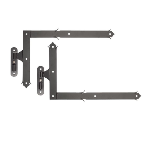 Charnière d'angle décorative à gond H400 x L650 – kit pour un vantail, noir