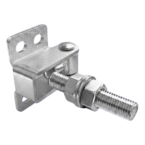 Paumelle réglable coudée M16 pour portails et portillons – 180° / 125 mm, galvanisée