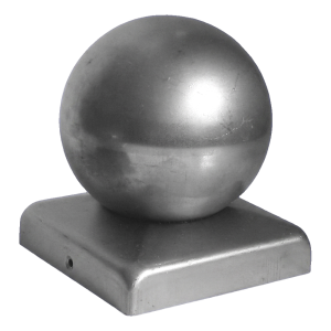 Chapeau de clôture en acier avec boule 50×50 mm / ø 60 mm – brut