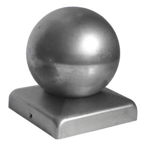 Chapeau de clôture en acier avec boule 60×60 mm / ø 50 mm – brut