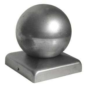Chapeau de clôture en acier avec boule 70×70 mm / ø 60 mm – brut