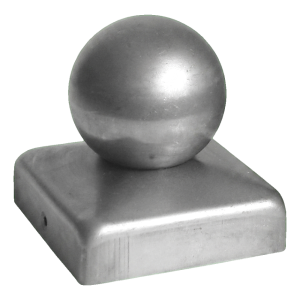 Chapeau en acier pour poteau de clôture 100×100 mm avec boule Ø 60 mm – brut