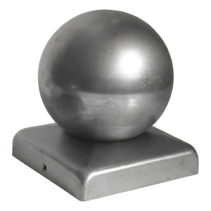 Chapeau de clôture en acier avec boule 120×120 mm / ø 100 mm – brut