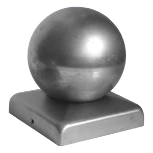 Chapeau de clôture en acier avec boule décorative Ø 100 mm pour poteau 120×120 mm – galvanisé