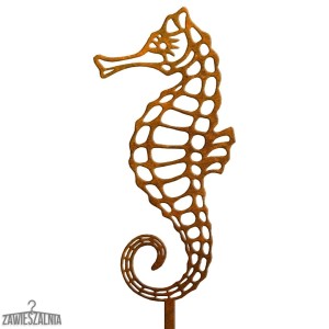Zawieszalnia – décoration de jardin hippocampe XXL en corten sur tige 80 cm