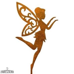 Zawieszalnia – décoration de jardin en acier corten Fée Aurora sur tige 80 cm