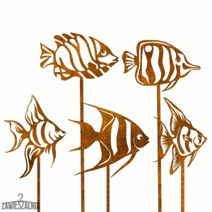 Bijoux de Jardin – set de 5 poissons décoratifs en acier Corten XXL 103 cm