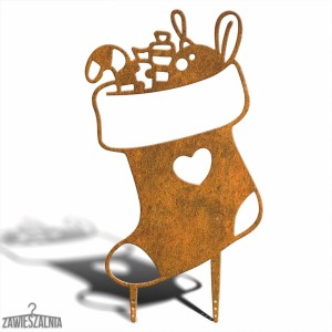 Zawieszalnia – décoration de jardin de Noël Chaussette XL 85 cm acier Corten