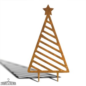 Sapin décoratif de jardin XXL 92 cm à suspendre – acier corten, motif rayures