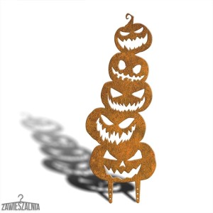 Zawieszalnia – décoration de jardin Stracho Citrouilles XL 78 cm, décoration Halloween en acier corten