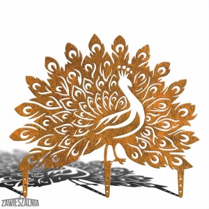 Décoration de jardin Queue de Paon XL en acier corten 60×52 cm – à planter dans le sol