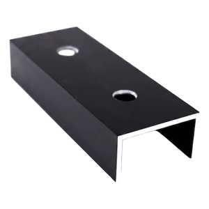 Éclisse de raccordement pour profil de montage PV en aluminium anodisé noir 120 mm, cornière 25×45
