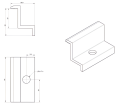 Pince d'extrémité - Trou M8 - Aluminium 6060 - H30 Anodisé PV-03-02 (2)