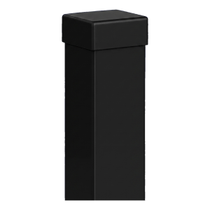 Poteau de clôture en acier 80×80 mm noir RAL 9005 – 2,0 m avec embout