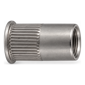 Écrou à river en acier inoxydable A2 M10×19,5 mm – petite tête fraisée, fût moleté – carton de 250 pièces