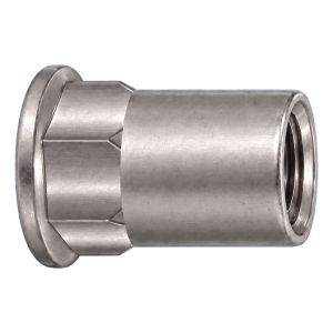 Écrou à river en acier inoxydable A2 M4×11,5 mm – tête plate, fût semi-hexagonal – carton de 250 pièces