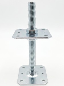 Support de poteau réglable 110×110 mm, filetage M24 – hauteur 250 mm, galvanisé