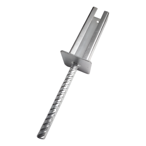 Pied de poteau à sceller pour clôture rigide 60×40 mm avec tige Ø20 mm – galvanisé