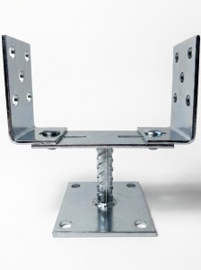 Support de poteau réglable avec platine 0–165 mm – galvanisé