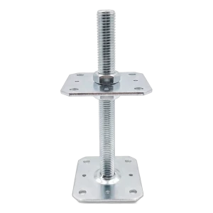 Pied de poteau réglable par vis 110×110 mm, filetage M24 – hauteur 250 mm, galvanisé