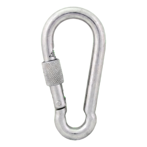 Mousqueton pompier à vis zingué 4×40 mm – bague de verrouillage à vis, DIN 5299 D