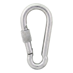 Mousqueton pompier à vis zingué 5×50 mm – écrou de sécurité, DIN 5299 D