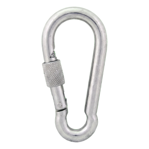 Mousqueton pompier à vis galvanisé 11×120 mm – bague de verrouillage filetée, DIN 5299 D