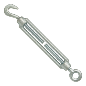 Tendeur à lanterne galvanisé M6×110 mm – crochet–œil, DIN 1480