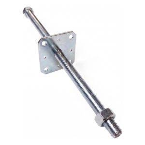 Pied de poteau réglable par vis 110×110 mm, filetage M24 – hauteur 500 mm, galvanisé