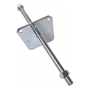 Pied de poteau réglable par vis 160×160 mm, filetage M24 – hauteur 500 mm, galvanisé