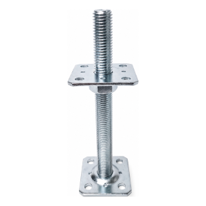 Pied de poteau réglable par vis 80×80 mm, filetage M24 – hauteur 250 mm, galvanisé