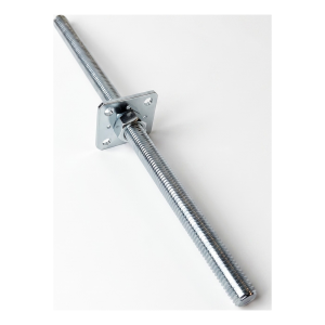 Pied de poteau réglable par vis 80×80 mm, filetage M24 – hauteur 500 mm, galvanisé