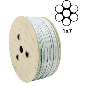 Câble en acier galvanisé Ø1,0 mm 1×7 monotoron – vente au mètre