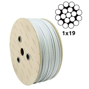 Câble en acier galvanisé Ø2,0 mm monotoron 1×19 – vente au mètre