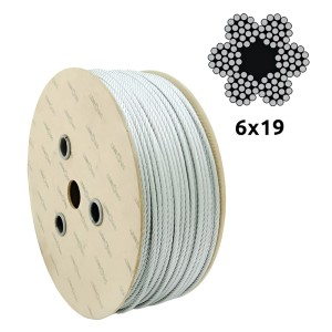 Câble en acier galvanisé Ø6,0 mm 6×19 avec âme textile FC – vente au mètre