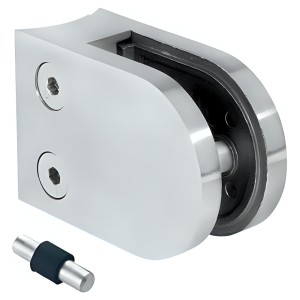 Support de verre 63x45x28 mm pin, verre 6-10,76 mm AISI 304 système 42,4 mm satiné