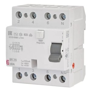 ETI Disjoncteur à courant résiduel 4P 40A 100mA type AC