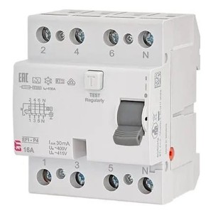 ETI Disjoncteur à courant résiduel 4P 40A 30mA AC type