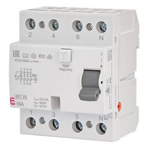 ETI Disjoncteur à courant résiduel 4P 25A 30mA type AC