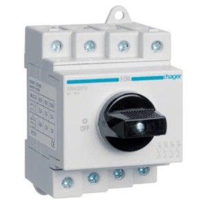 Sectionneur de coupure DC Hager 4P 32A 1000V pour installations photovoltaïques