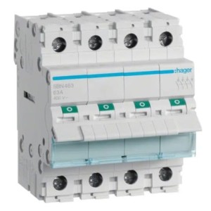 Hager Interrupteur-sectionneur triphasé 4P 63A 400V AC