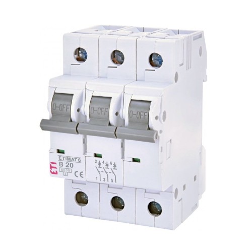 ETI Disjoncteur de surintensité B 20A 3P 6kA GPV-401-102
