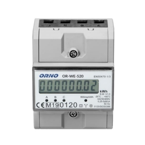 Orno Compteur d'électricité triphasé 80A MID GPV-401-114