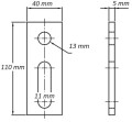 Adaptateur de fixation M12 110x40x5 Matériau 1.4301 PV-07-06 (2)