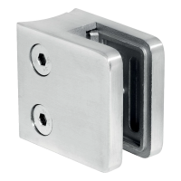 Support de verre rectangulaire 45x45x26 mm. verre 6-10,76 mm, AISI 304, système 42,4 mm, finition brillant