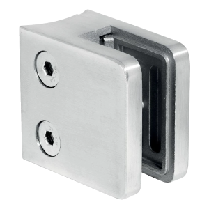Support de verre rectangulaire 45x45x26 mm. verre 6-10,76 mm, AISI 304, système 42,4 mm, finition brillant