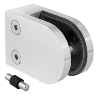 Support pour verre 50x40x26 mm, pin, verre 6-10,76 mm, AISI 304, système plat, satiné