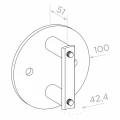 Fixation latérale de poteau fi 42,4 mm pour tube fi 100 mm AISI 304 satiné 000-299 (2)